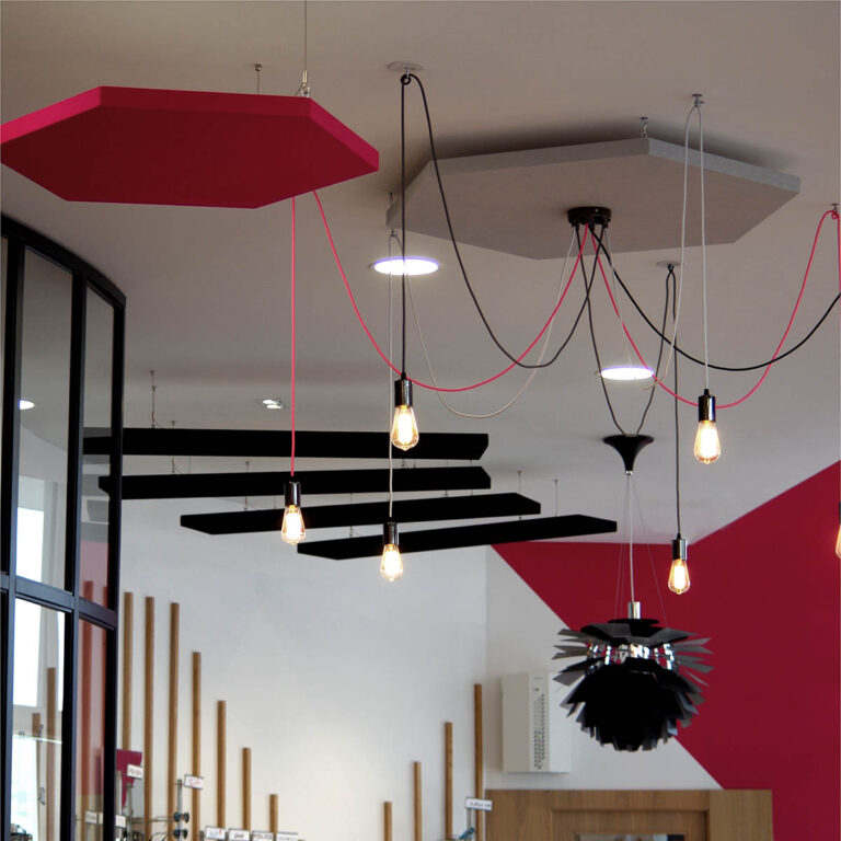 panneaux acoustiques hexagonaux et rectangulaires lina