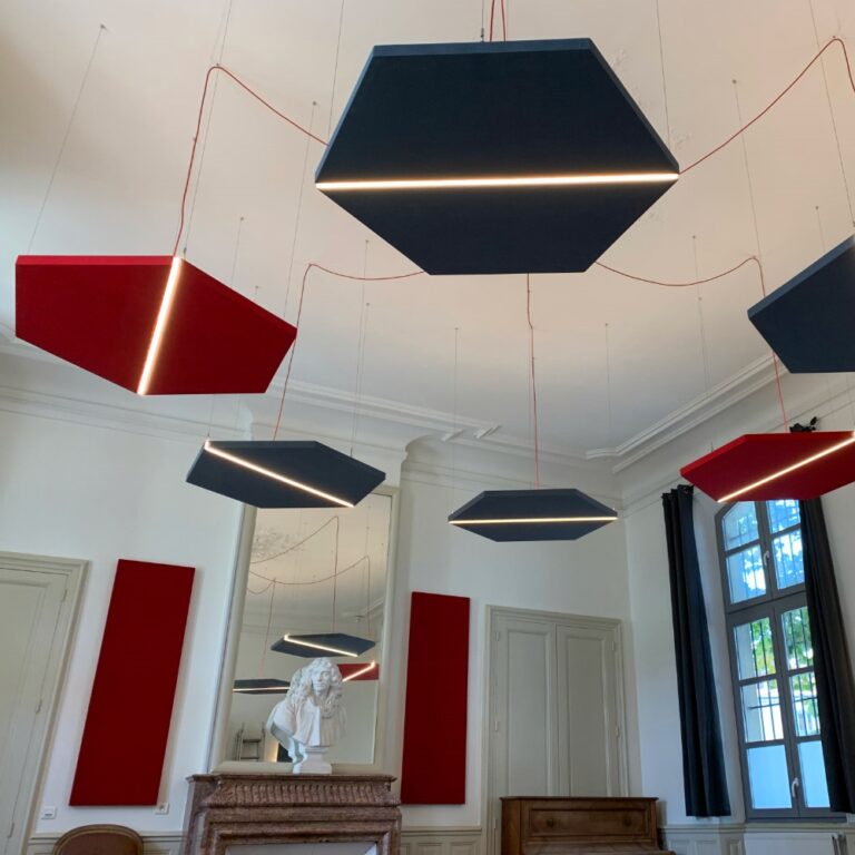 panneaux acoustiques lumineux hexagonaux