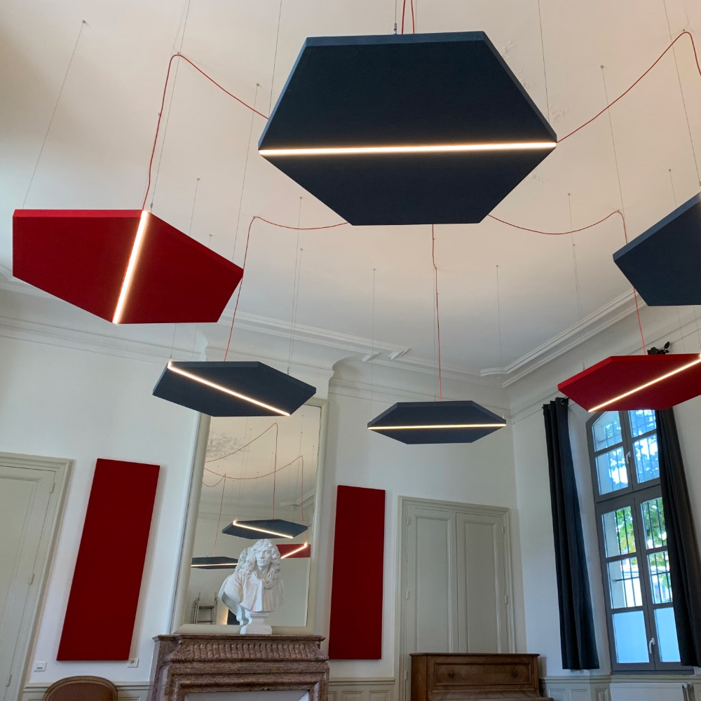 panneaux acoustiques lumineux hexagonaux